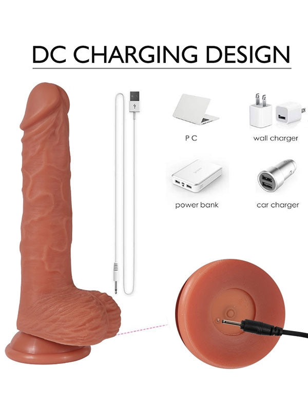 SHEQU William İleri Geri Hareketli Döner Başlı Şarjlı Realistik Vibratör 22 cm - SQT10014