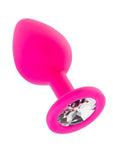 Silikon Taşlı Anal Plug Medium Pembe - 401501