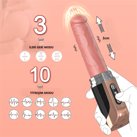 Şişirilebilir İleri Geri Hareketli USB Manyetik Şarjlı 23 cm İleri Geri Hareketli Titreşimli Dildo - Jose - BDM1627