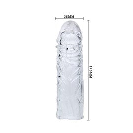 14 cm Damarlı Uzatmalı Şeffaf Silikon Penis Kılıfı - B1003