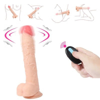 23 cm Oynar Başlı Uzaktan Kumandalı Titreşimli Dildo - Jeff - FA-10022V