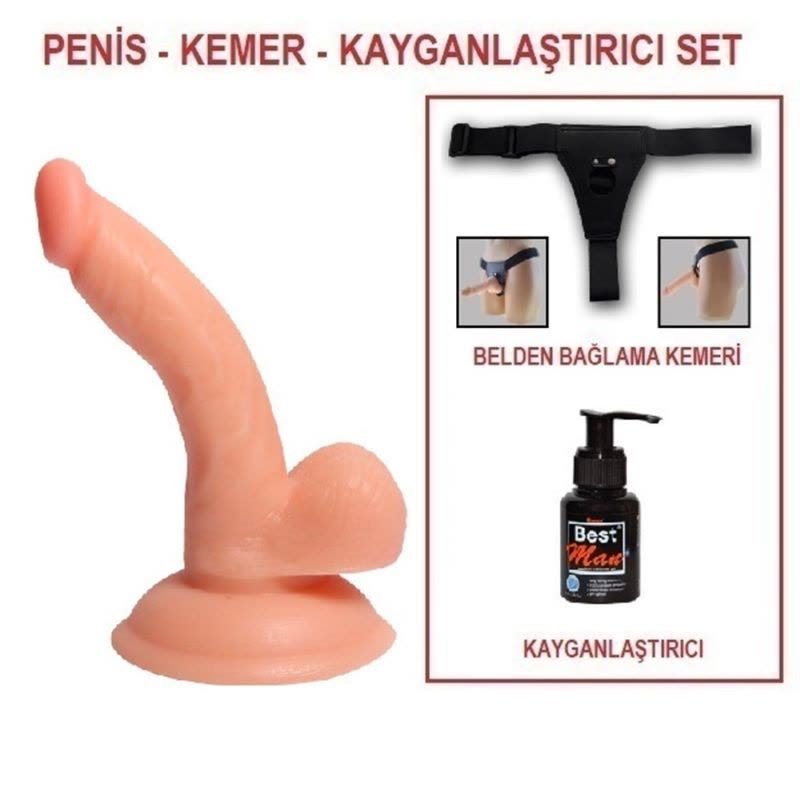 13 cm Belden Bağlamalı Realistik Dildo Penis Set - FA-10028B