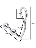 Çelik Penis Halkalı Anal Plug Çift Boğumlu - SM438