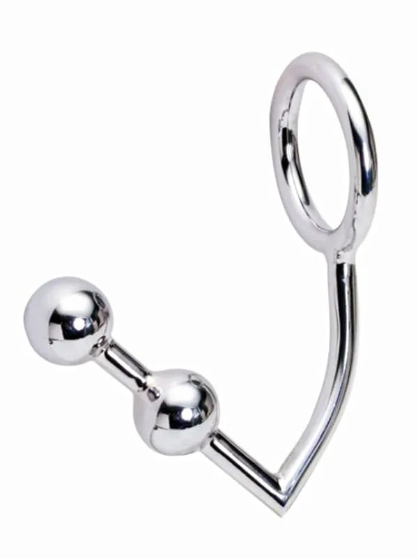 Çelik Penis Halkalı Anal Plug Çift Boğumlu - SM438