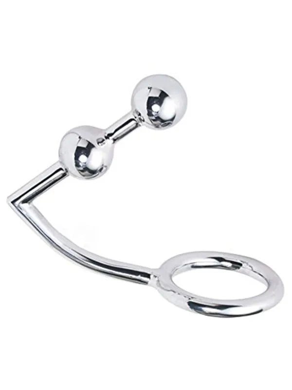 Çelik Penis Halkalı Anal Plug Çift Boğumlu - SM438
