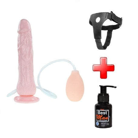 19,5 cm Belden Bağlamalı Su Fışkırtmalı Vantuzlu Ultra Realistik Dildo Ten Dokulu Penis - B1035B