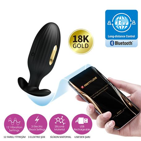 Telefon Kumandalı 12 Titreşim Fonksiyon & 3 Elektro Şoklu Teknolojik Anal Vajinal Vibratör - BDM1332