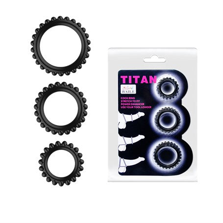 Titan 3'lü Tırtıklı Penis Halkası - BDM2143