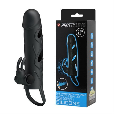 Titreşimli Klitoral Uyarıcılı Uzatmalı Penis Kılıfı Zenci Penis - B1217