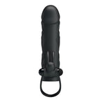 Titreşimli Klitoral Uyarıcılı Uzatmalı Penis Kılıfı Zenci Penis - B1217