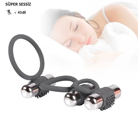 Triple Üçlü Titreşimli Silikon Penis Halkası - BDM4002