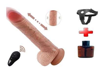 USB Manyetik Şarjlı 20 cm İleri Geri Hareketli Titreşimli Dildo - BDM1311B
