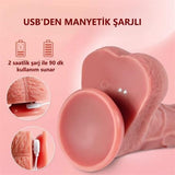 Belden Bağlamalı Uzaktan Kumandalı USB Manyetik Şarjlı 21,5 cm İleri Geri Hareketli Titreşimli Dildo - Baird - BDM1626B