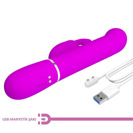 USB Manyetik Şarjlı 7 Titreşim 4 İleri Geri & 4 Rotasyon Fonksiyonlu Teknolojik G-Spot Vajinal Vibratör - BDM1357
