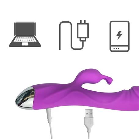 USB Şarjlı 10 Fonksiyonlu Klitoris Uyarıcılı Teknolojik Tavşan Vibratör - BDM1810