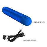 USB Şarjlı 10 Fonksiyonlu Mavi Renkli Teknolojik Vibratör - Kiwi - BDM1588