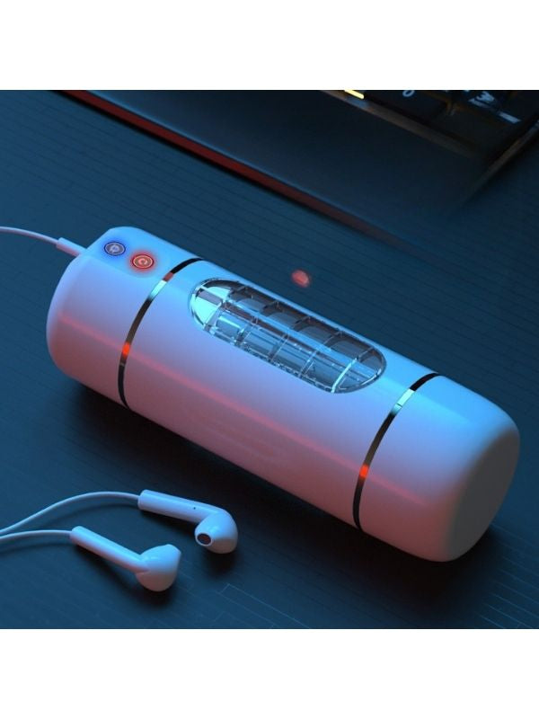 USB Şarjlı 10 Mod Titreşimli Sesli Akıllı Mastürbatör Beyaz - C-LL-2318-A