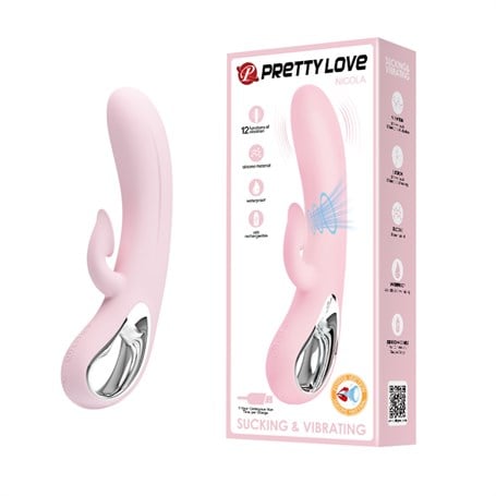 USB Şarjlı 12 Emme ve 12 Titreşim Fonksiyonlu 24 cm Teknolojik Vibratör- Nicola - BDM1438