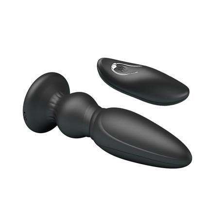 USB Şarjlı 12 Titreşim Modlu Uzaktan Kumandalı Vibratör & Boğumlu Anal Plug - BDM1258