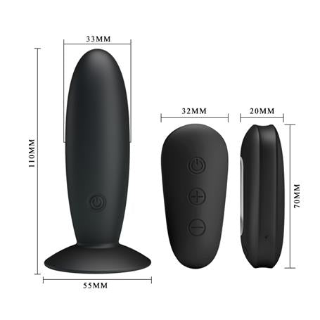 USB Şarjlı 12 Titreşim Modlu Uzaktan Kumandalı Vibratör & Anal Plug - BDM1257
