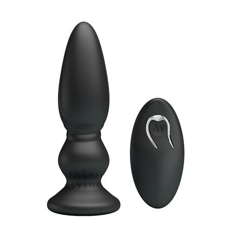 USB Şarjlı 12 Titreşim Modlu Uzaktan Kumandalı Vibratör & Boğumlu Anal Plug - BDM1258