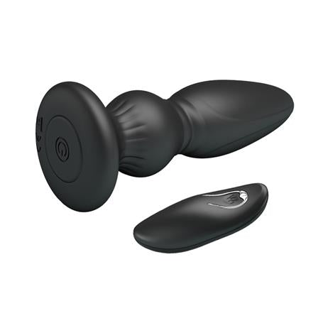 USB Şarjlı 12 Titreşim Modlu Uzaktan Kumandalı Vibratör & Boğumlu Anal Plug - BDM1258