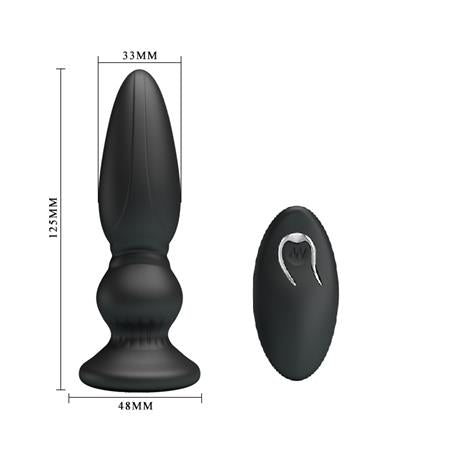 USB Şarjlı 12 Titreşim Modlu Uzaktan Kumandalı Vibratör & Boğumlu Anal Plug - BDM1258