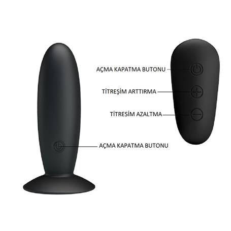 USB Şarjlı 12 Titreşim Modlu Uzaktan Kumandalı Vibratör & Anal Plug - BDM1257