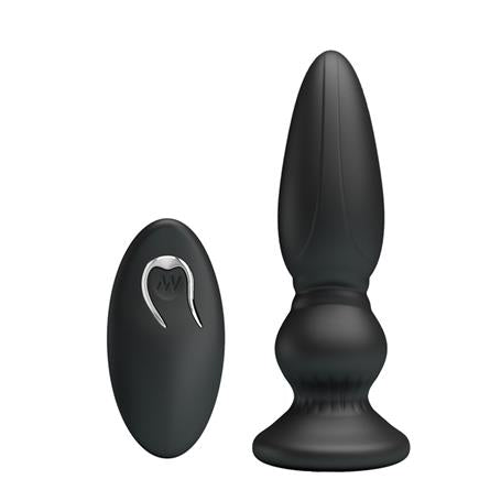 USB Şarjlı 12 Titreşim Modlu Uzaktan Kumandalı Vibratör & Boğumlu Anal Plug - BDM1258