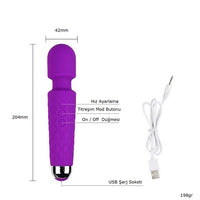USB Şarjlı 20 Fonksiyonlu Teknolojik Vibratör - AV Magic - BDM1137