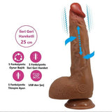 Belden Bağlamalı USB Şarjlı 25 cm Oynar Başlı İleri Geri Hareketli Titreşimli Dildo - Wilks - BDM1376B