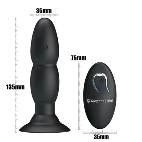 USB Şarjlı 4 Titreşim ve 4 Yuvarlanma Modlu Uzaktan Kumandalı Vibratör ve Anal Plug - BDM4052