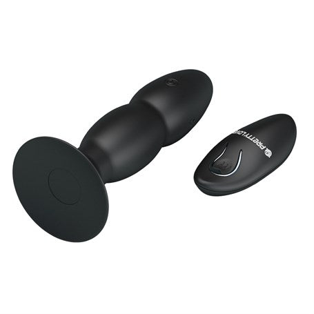 USB Şarjlı 4 Titreşim ve 4 Yuvarlanma Modlu Uzaktan Kumandalı Vibratör ve Anal Plug - BDM4052
