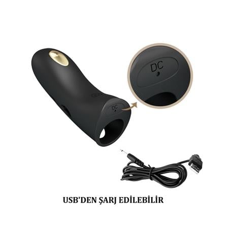 USB Şarjlı 7 Titreşim & Elektro Şoklu Klitoris Uyarıcılı Titreşimli Parmak Vibratörü - BDM1370