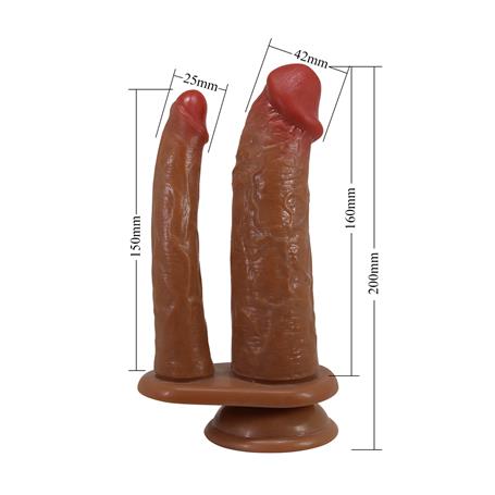 USB Şarjlı Çift Taraflı Titreşimli Ten Hassasiyetinde Vantuzlu Realistik Çatal Penis - Hulbert - BDM1436