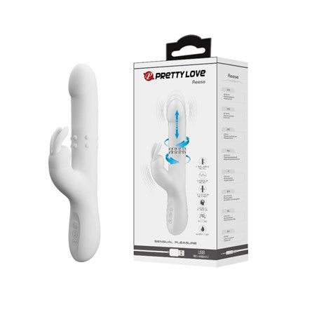 USB Şarjlı İleri Geri Hareketli 4 Modlu Klitoris Uyarıcılı Tavşan Vibratör - BDM1244
