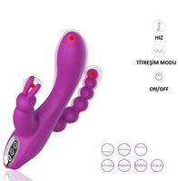 USB Şarjlı Klitoral & Anal Uyarıcılı Teknolojik Vibratör - Mor - BDM1555