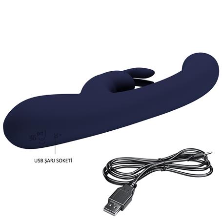 USB Şarjlı Led Göstergeli 10 Fonksiyonlu Klitoris Uyarıcılı Teknolojik Tavşan Vibratör - Lamar 2 - BDM1339