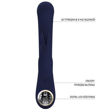 USB Şarjlı Led Göstergeli 10 Fonksiyonlu Klitoris Uyarıcılı Teknolojik Tavşan Vibratör - Lamar 2 - BDM1339