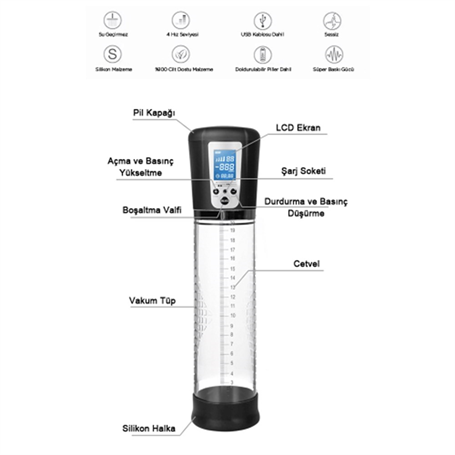 USB Şarjlı Penextender Smart Pump Akıllı Penis Pompası - BDMP27