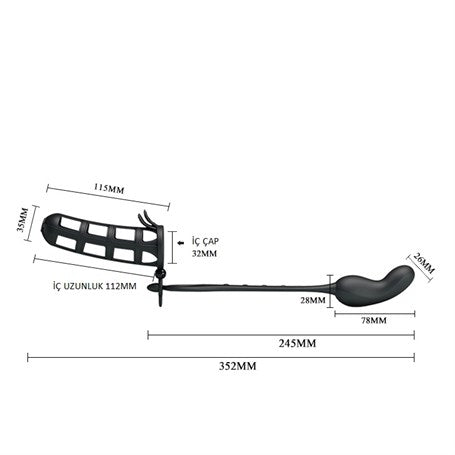 Penis Kılıflı USB Şarjlı Titreşimli Anal Plug - BDM2623