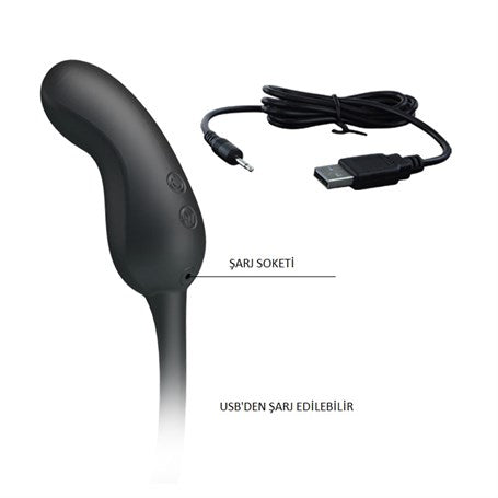 Penis Kılıflı USB Şarjlı Titreşimli Anal Plug - BDM2623