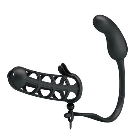 Penis Kılıflı USB Şarjlı Titreşimli Anal Plug - BDM2623