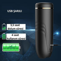 USB Şarjlı Titreşimli İleri Geri & Rotasyon Ayarlı Sesli Masturbatör - Rita - BDM1299