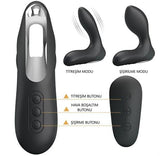 USB Şarjlı Uzaktan Kumandalı 12 Modlu Şişirilebilir Titreşimli Prostat Vibratör ve Anal Plug Siyah - BDM1379