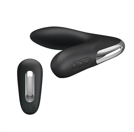 USB Şarjlı Uzaktan Kumandalı 12 Modlu Şişirilebilir Titreşimli Prostat Vibratör ve Anal Plug Siyah - BDM1379