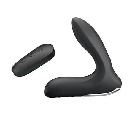 USB Şarjlı Uzaktan Kumandalı 12 Modlu Şişirilebilir Titreşimli Prostat Vibratör ve Anal Plug Siyah - BDM1379