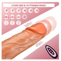Belden Bağlamalı USB Şarjlı Uzaktan Kumandalı 23 cm İleri Geri Hareketli Titreşimli Isıtmalı Dildo - BDM1586B