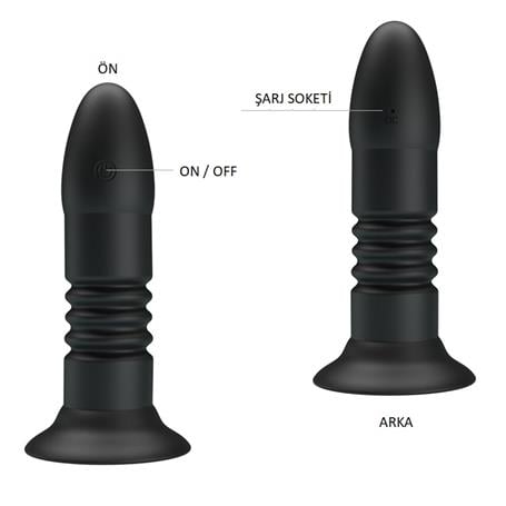 USB Şarjlı Uzaktan Kumandalı 4 Titreşim & 4 İleri Geri Hareketli Anal Plug - BDM1266