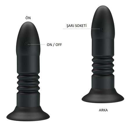 USB Şarjlı Uzaktan Kumandalı 4 Titreşim & 4 İleri Geri Hareketli Anal Plug - BDM1266